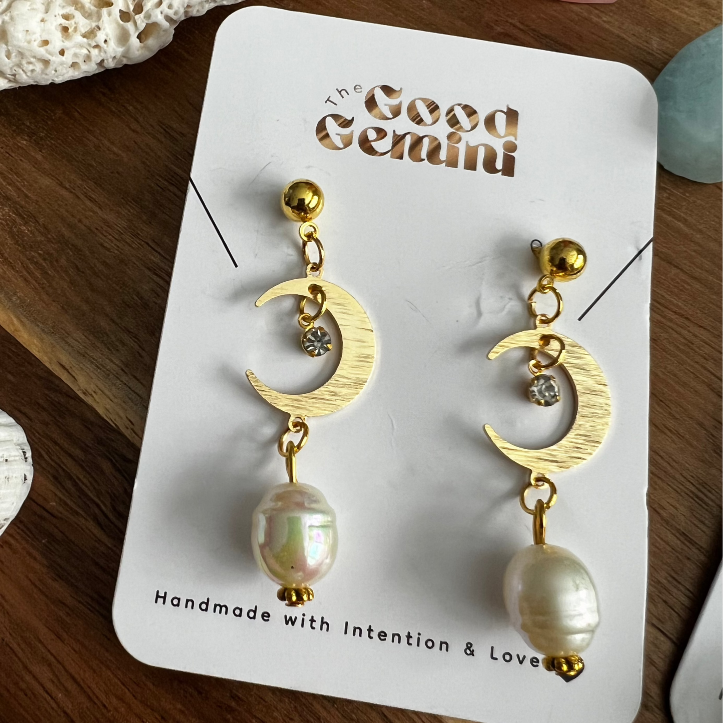 Gold Moon & Stars Dangles