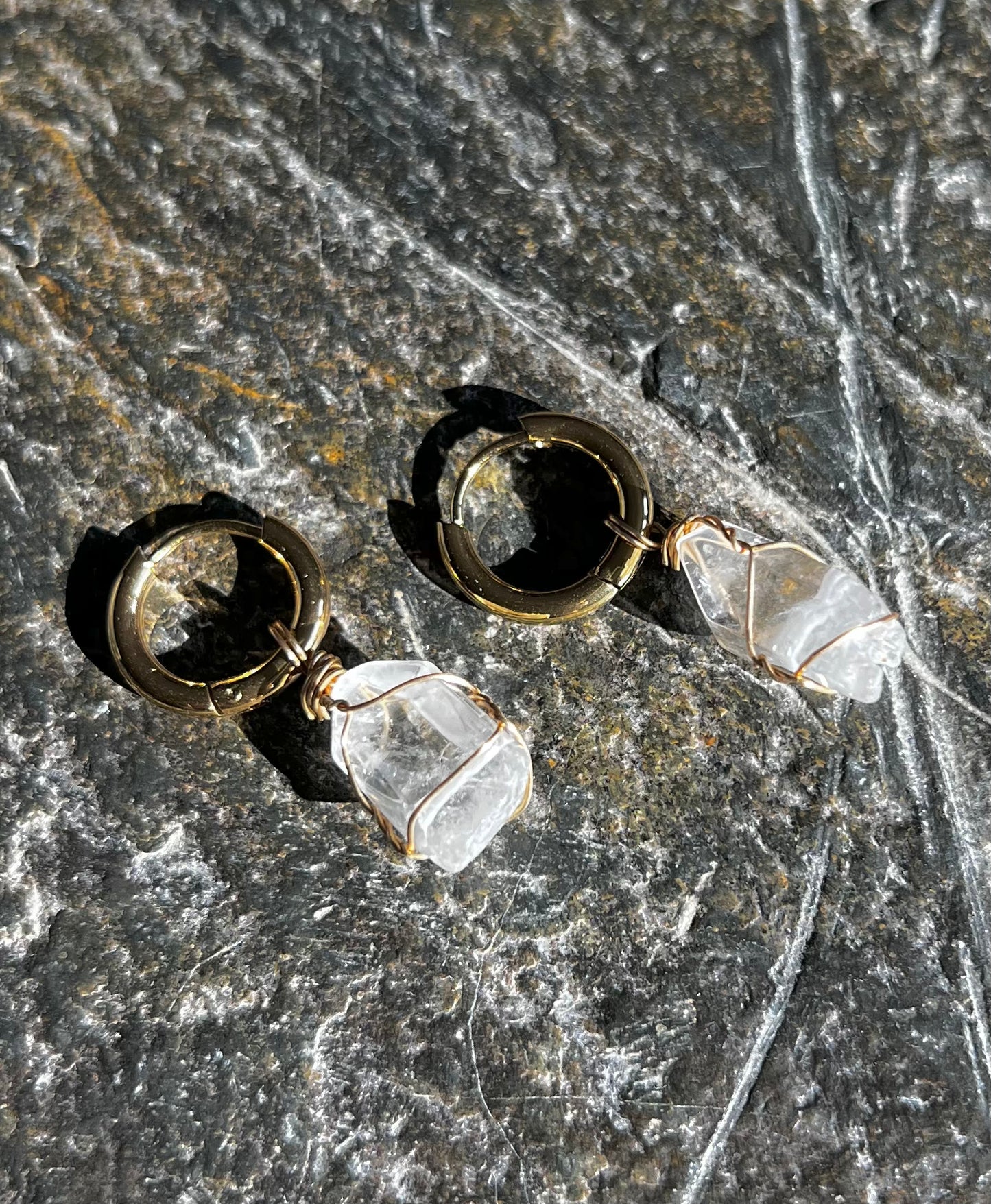 Crystal Drop Huggies (Gold)