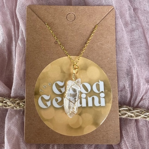 "positivevibes" Clear Quartz Necklace