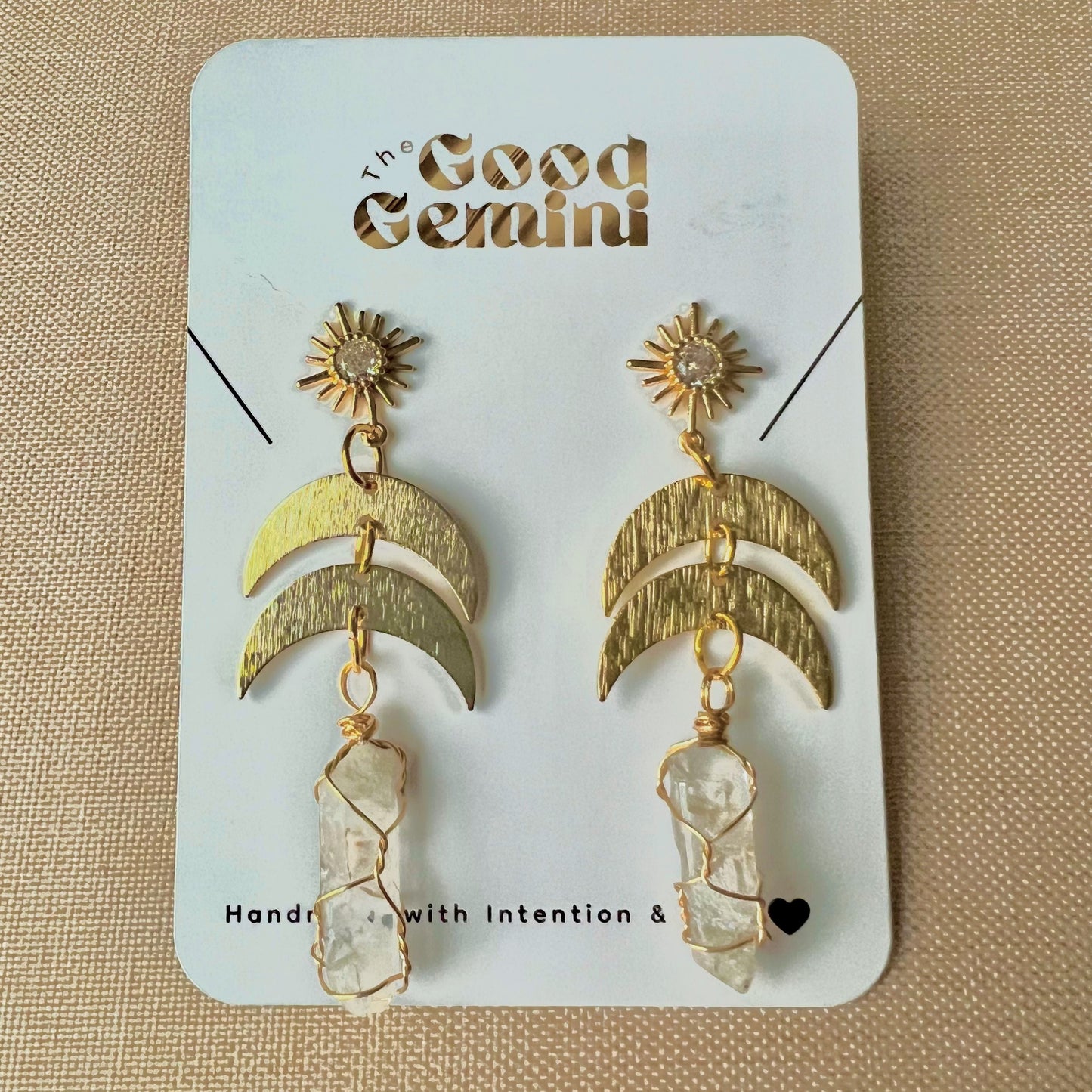 Double Crescent Quartz Dangles