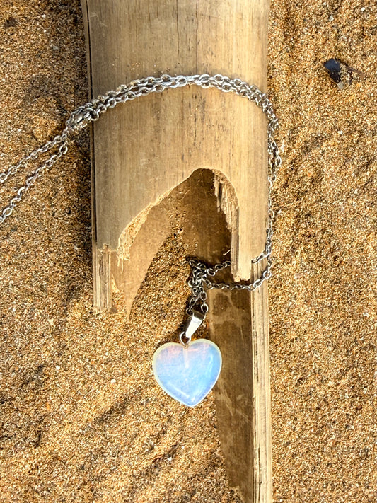 Ero’s Arrows: Opalite Heart Necklace