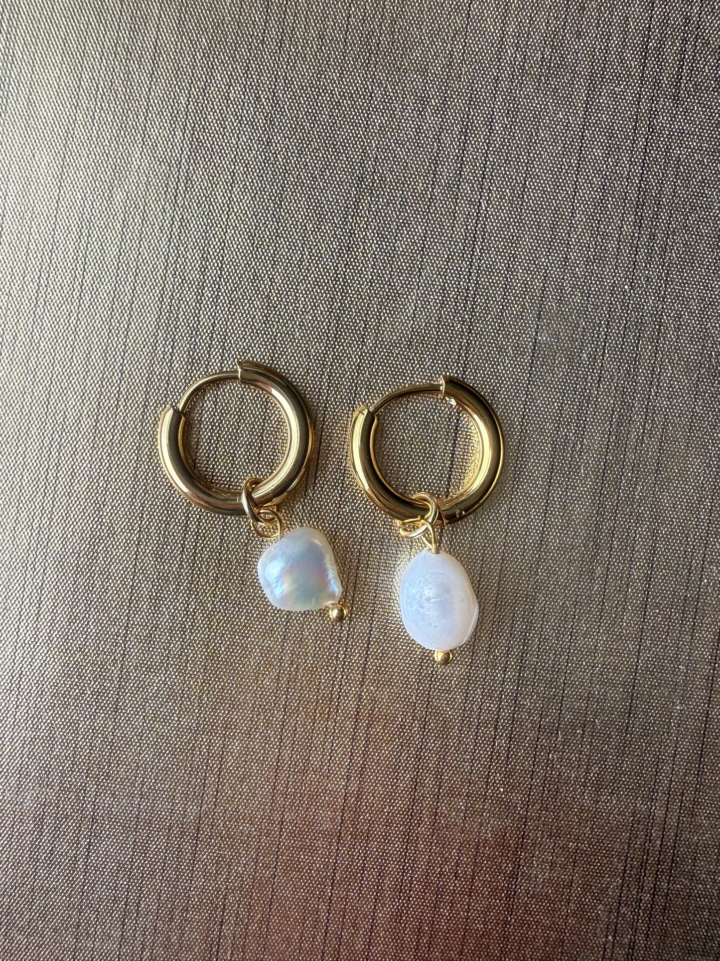 Freshwater Pearl Huggies (Gold)