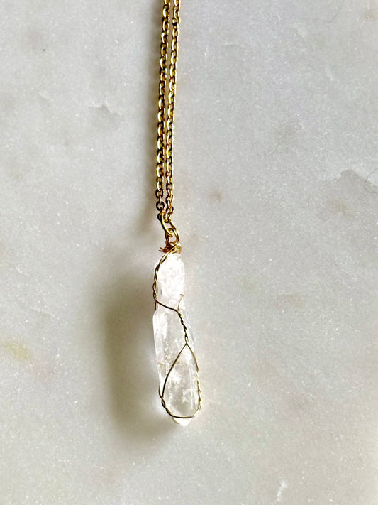 "positivevibes" Clear Quartz Necklace