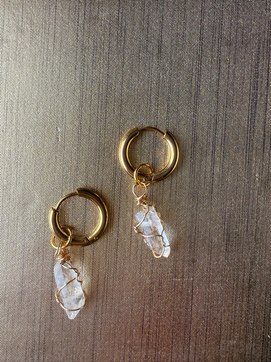 Crystal Drop Huggies (Gold)