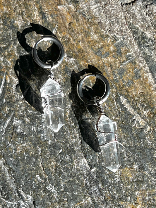 Crystal Drop Huggies (Silver)
