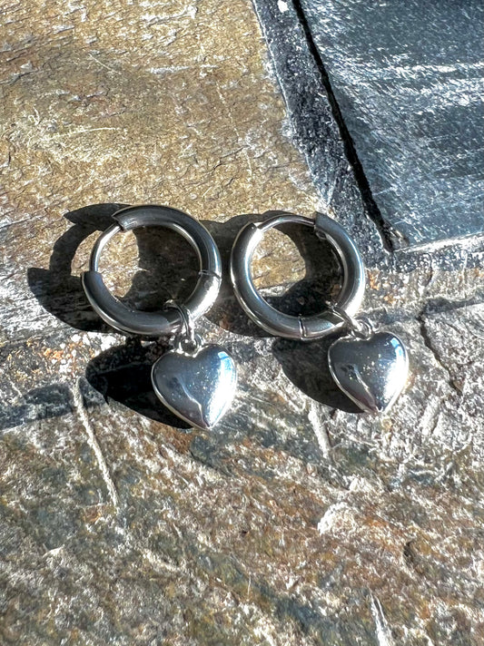 Silver Heart Huggies