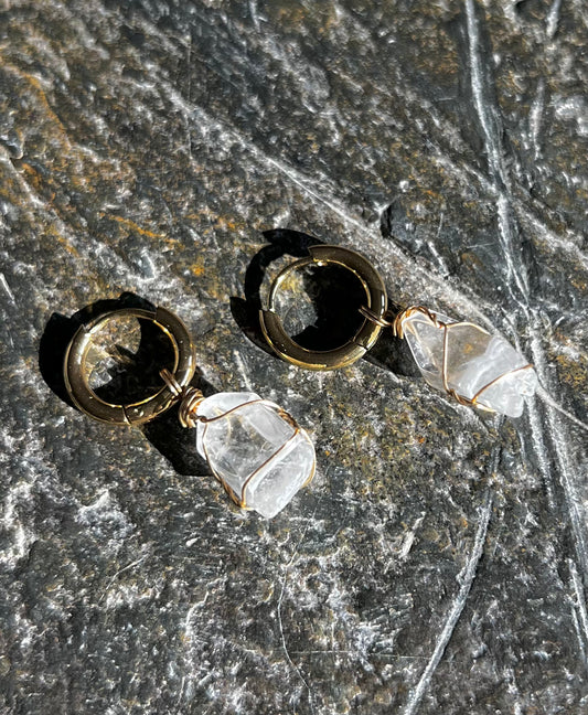 Crystal Drop Huggies (Gold)