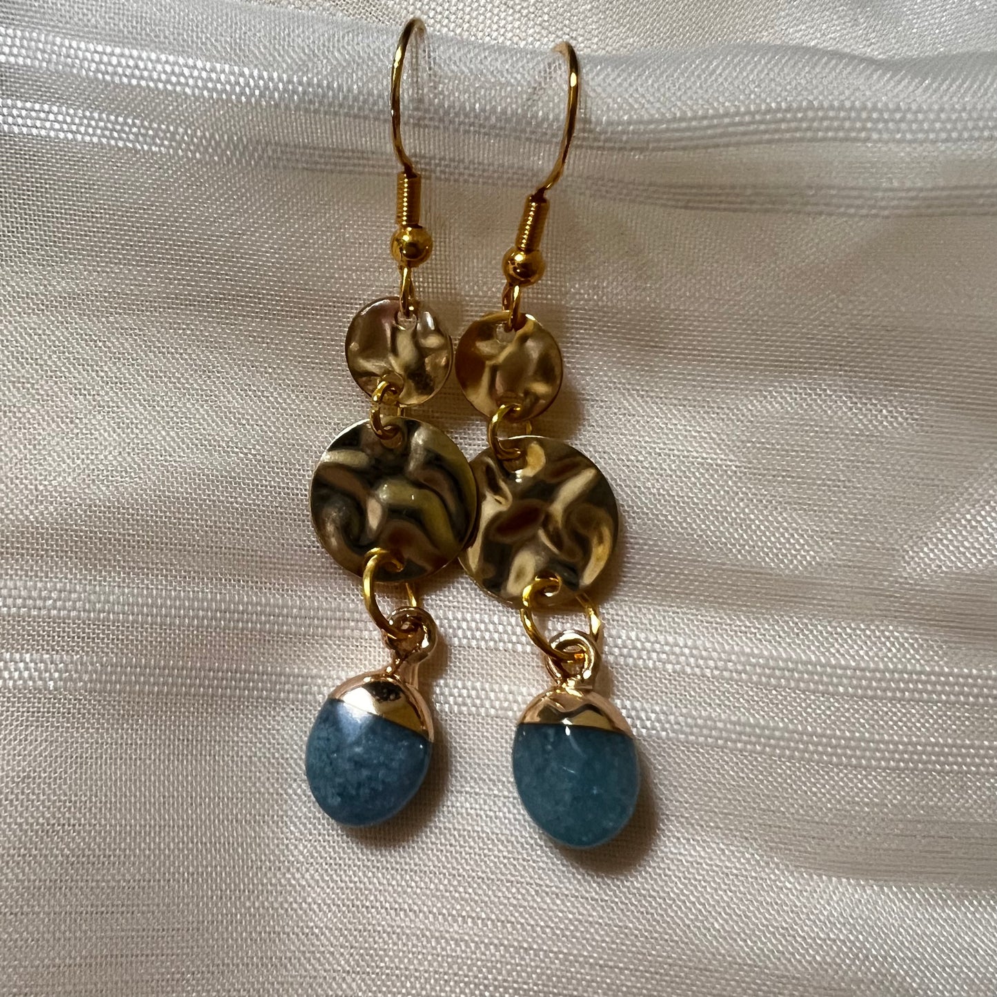 Teal Jade Gold Dangles